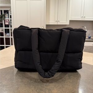 Elegant Black Quilted Tote Bag